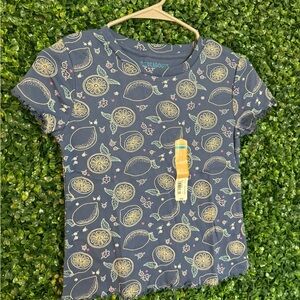 Navy Lemon Print Short-Sleeve Tee for Kids